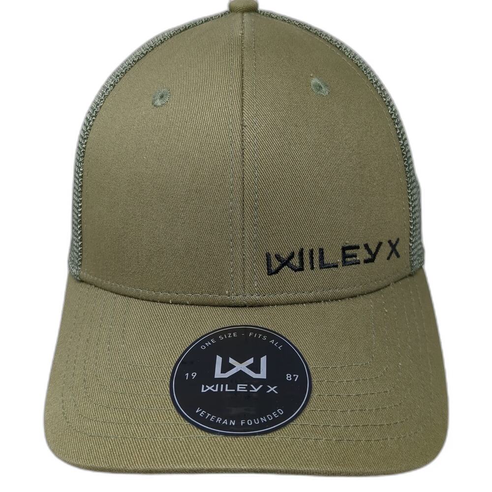 Wiley X Trucker Hat Green One Size Snapback Mesh Veteran Founded Brand Logo